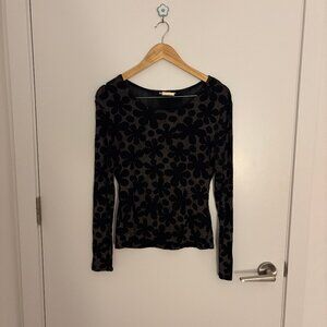 Vintage black floral long sleeve top